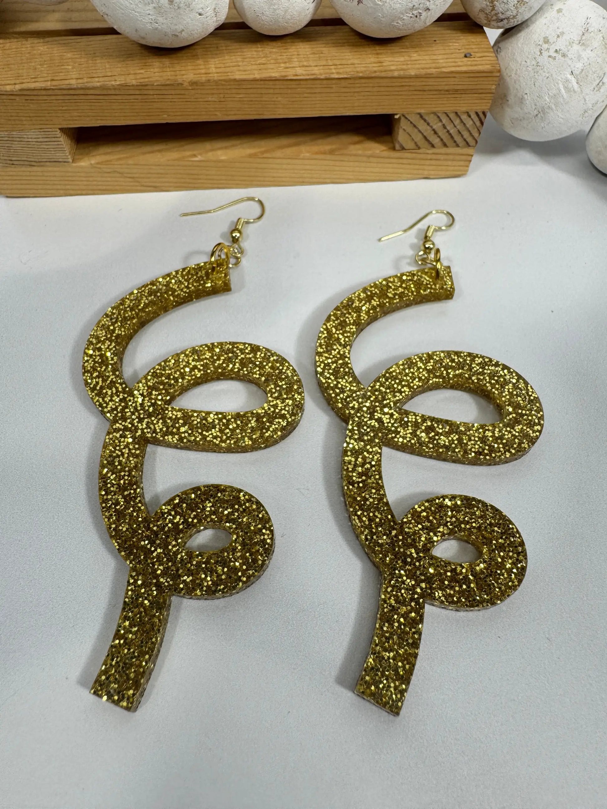 Truly Olive Gold Glitter Christmas Earrings – Festive Holiday Dangle Earrings 2025 - Earrings Dangle Earrings