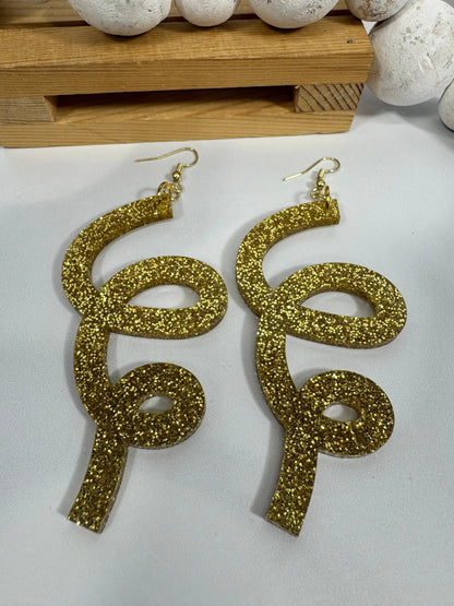 Truly Olive Gold Glitter Christmas Earrings – Festive Holiday Dangle Earrings 2025 - Earrings Dangle Earrings