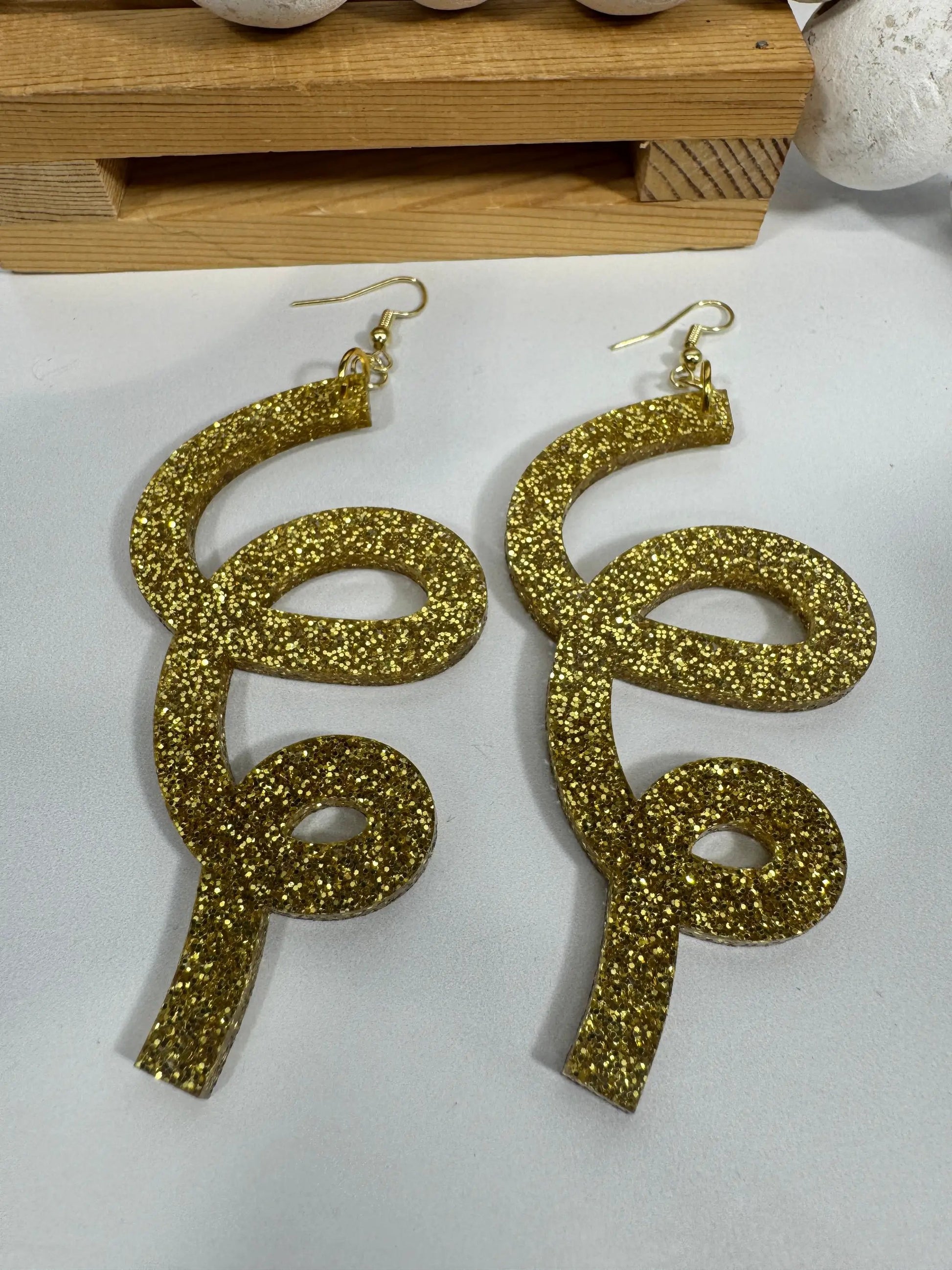 Truly Olive Gold Glitter Christmas Earrings – Festive Holiday Dangle Earrings 2025 - Earrings Dangle Earrings