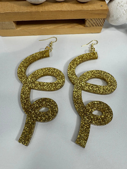 Truly Olive Gold Glitter Christmas Earrings – Festive Holiday Dangle Earrings 2025 - Earrings Dangle Earrings