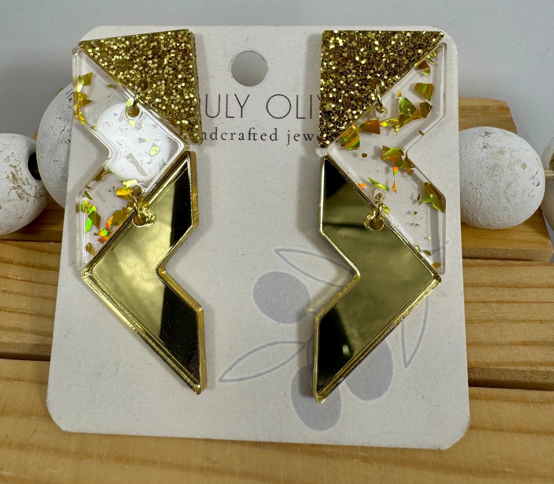Truly Olive Crystal Gold Sparkly Holiday Earrings - Earrings Stud/Post Earrings