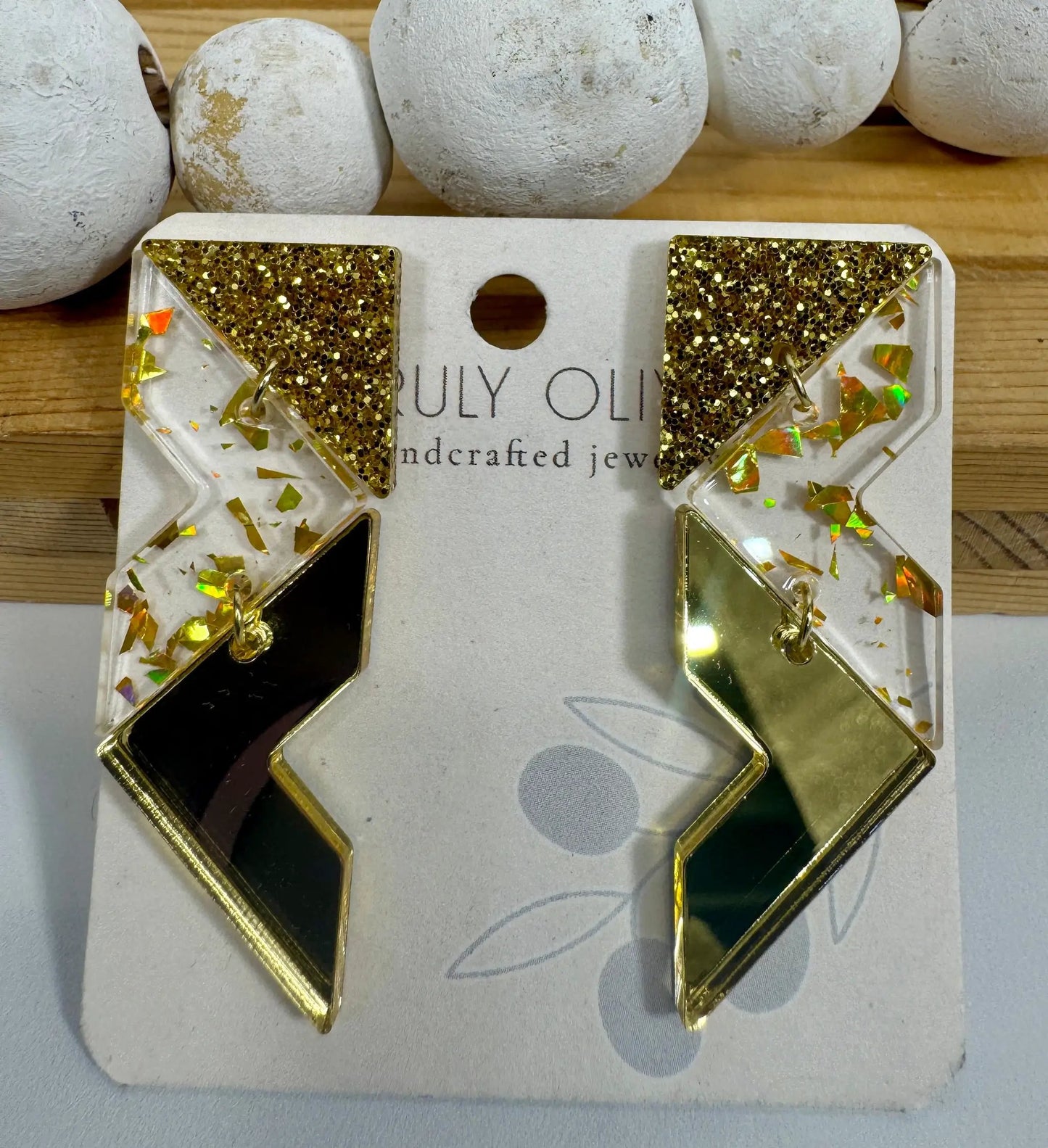 Truly Olive Crystal Gold Sparkly Holiday Earrings - Earrings Stud/Post Earrings
