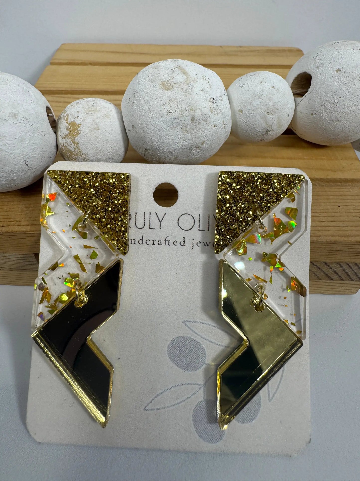 Truly Olive Crystal Gold Sparkly Holiday Earrings - Earrings Stud/Post Earrings