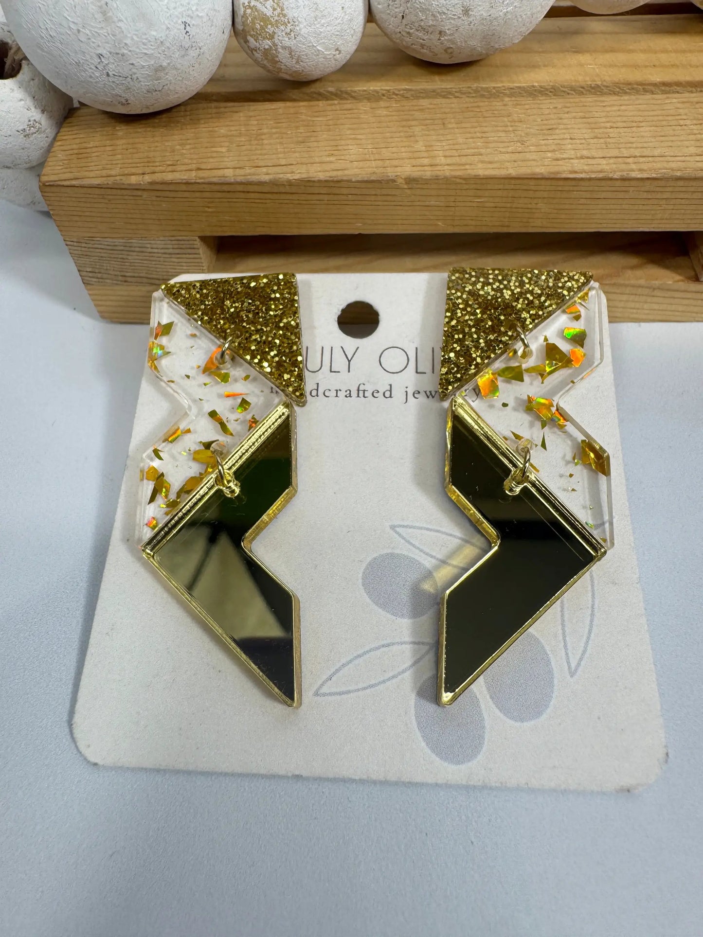 Truly Olive Crystal Gold Sparkly Holiday Earrings - Earrings Stud/Post Earrings