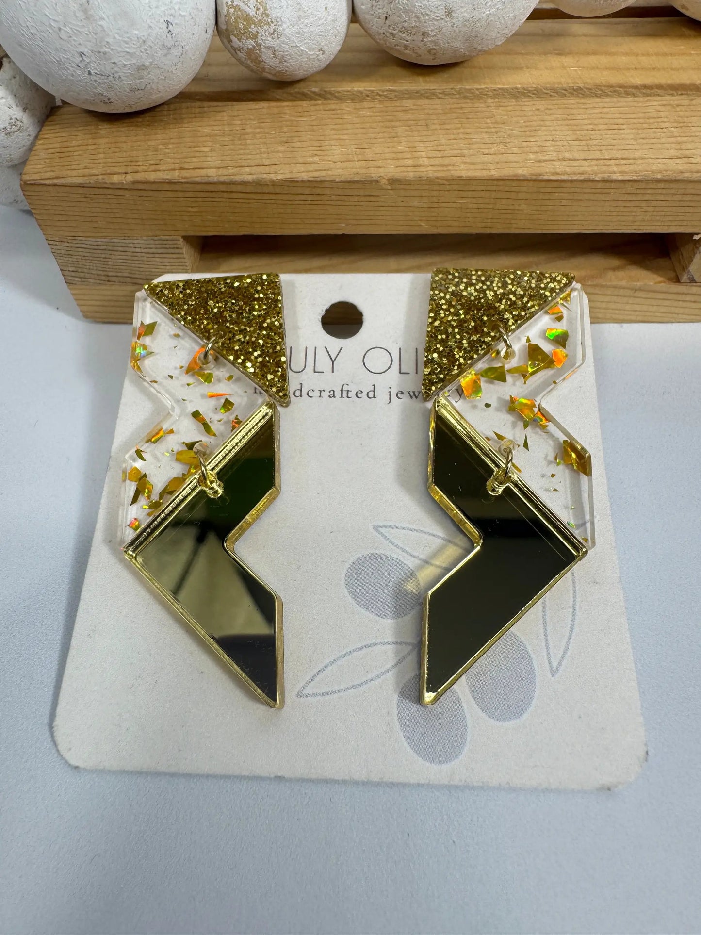 Truly Olive Crystal Gold Sparkly Holiday Earrings - Earrings Stud/Post Earrings