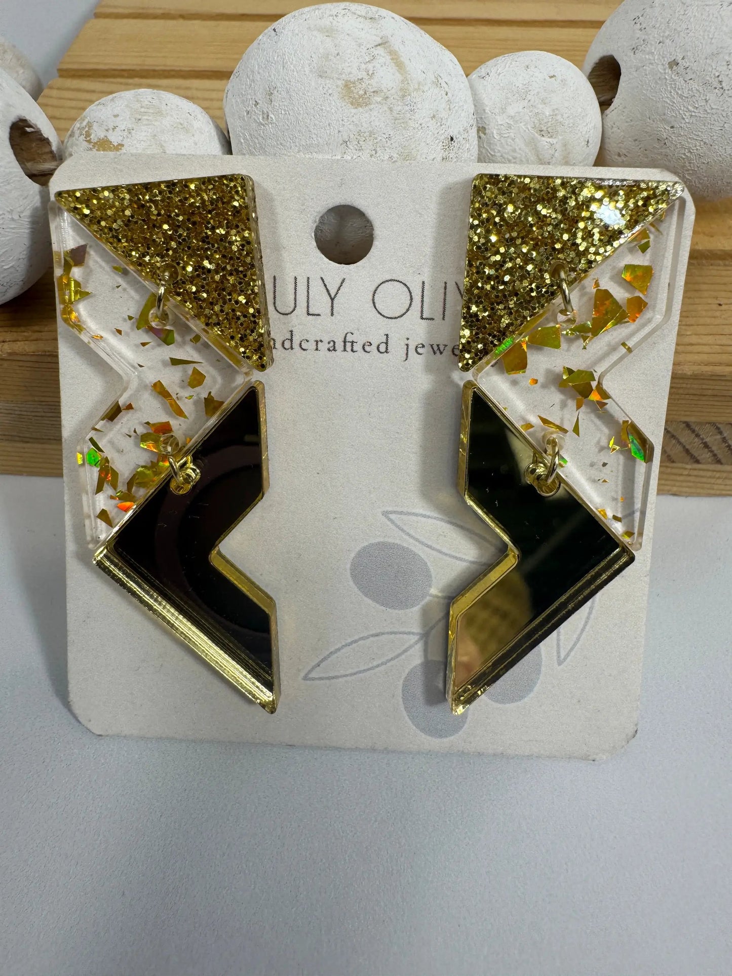 Truly Olive Crystal Gold Sparkly Holiday Earrings - Earrings Stud/Post Earrings