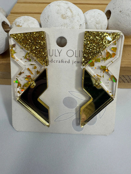 Truly Olive Crystal Gold Sparkly Holiday Earrings - Earrings Stud/Post Earrings
