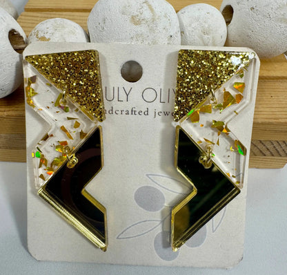 Truly Olive Crystal Gold Sparkly Holiday Earrings - Earrings Stud/Post Earrings