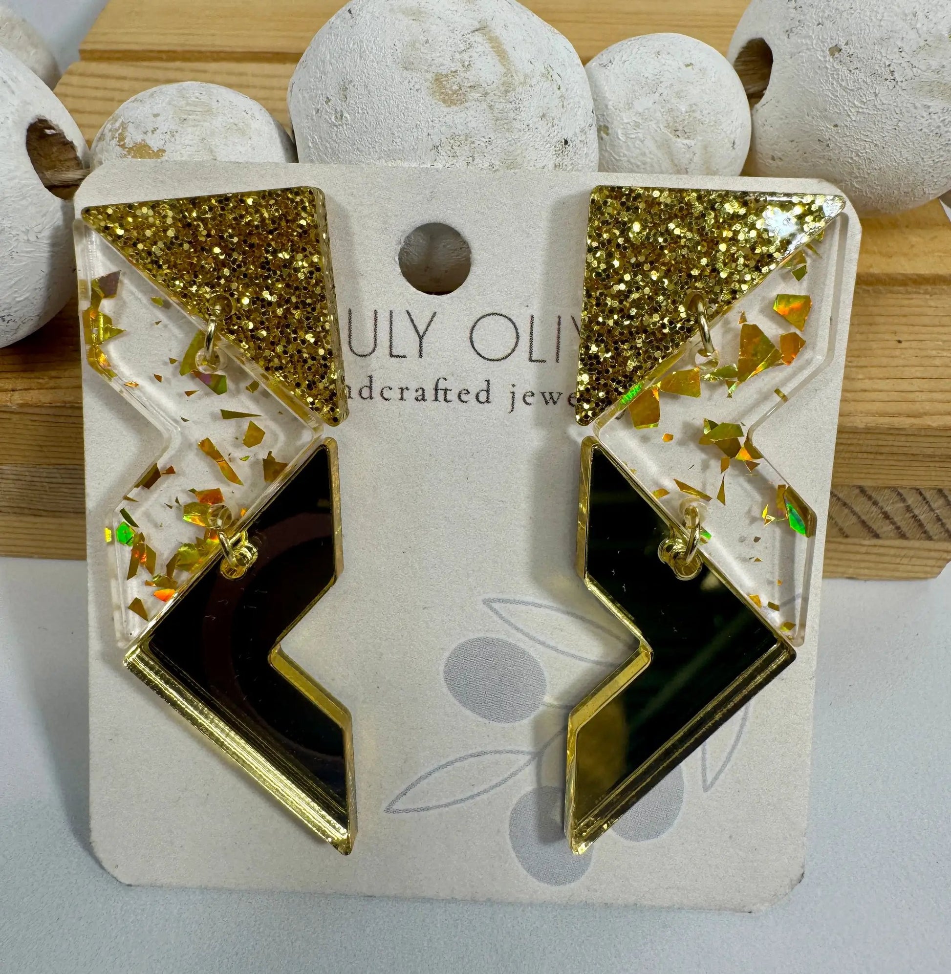 Truly Olive Crystal Gold Sparkly Holiday Earrings - Earrings Stud/Post Earrings
