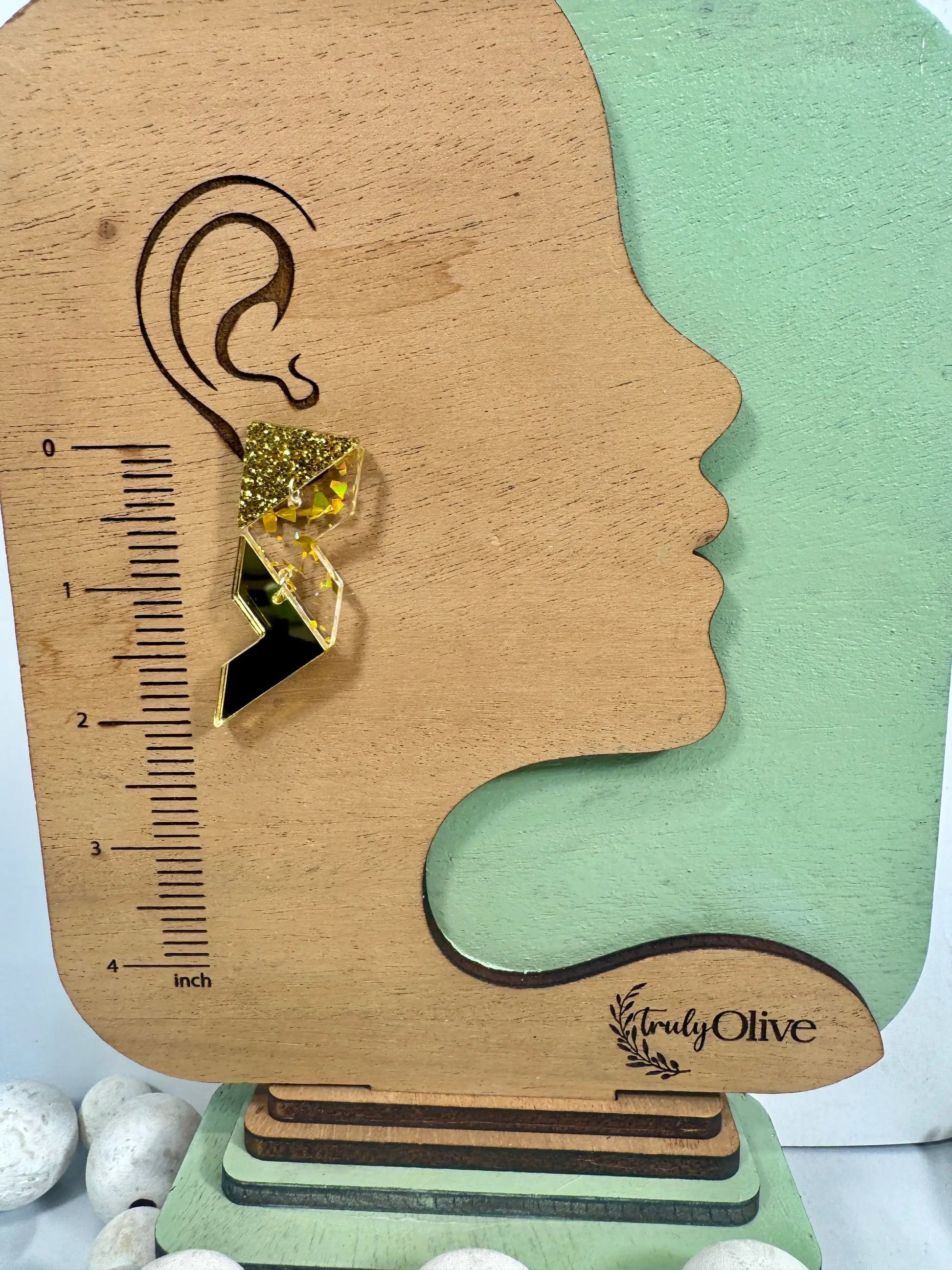 Truly Olive Crystal Gold Sparkly Holiday Earrings - Earrings Stud/Post Earrings