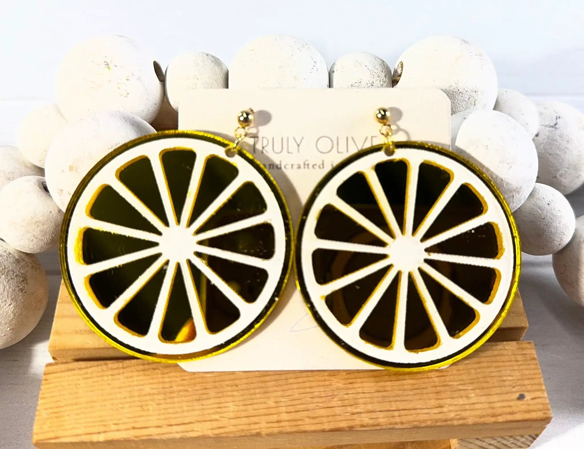 Trulyolive Citrus Slice Earrings - Bright and Shiny Citrus Earrings - Earrings Stud/Post Earrings