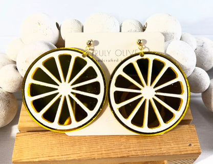 Trulyolive Citrus Slice Earrings - Bright and Shiny Citrus Earrings - Earrings Stud/Post Earrings