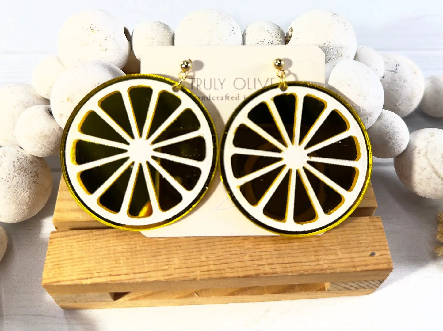 Trulyolive Citrus Slice Earrings - Bright and Shiny Citrus Earrings - Earrings Stud/Post Earrings