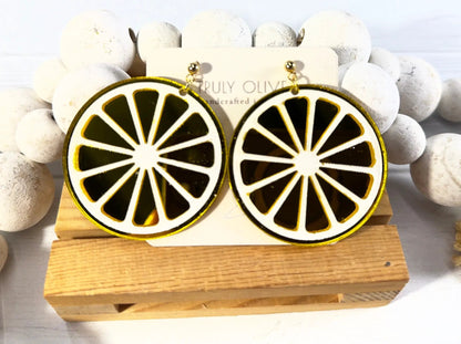 Trulyolive Citrus Slice Earrings - Bright and Shiny Citrus Earrings - Earrings Stud/Post Earrings