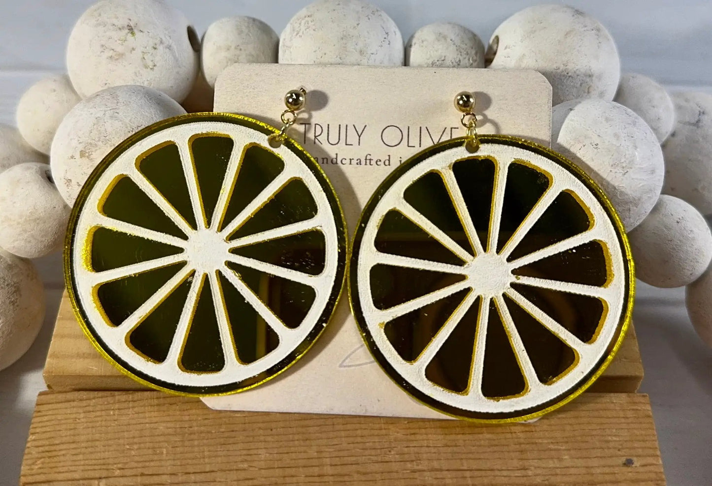 Trulyolive Citrus Slice Earrings - Bright and Shiny Citrus Earrings - Earrings Stud/Post Earrings
