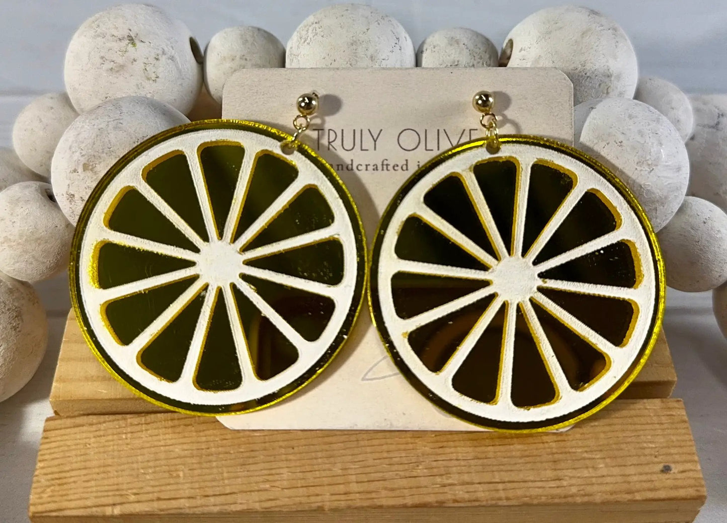 Trulyolive Citrus Slice Earrings - Bright and Shiny Citrus Earrings - Earrings Stud/Post Earrings