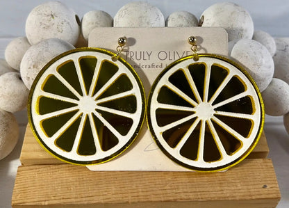 Trulyolive Citrus Slice Earrings - Bright and Shiny Citrus Earrings - Earrings Stud/Post Earrings