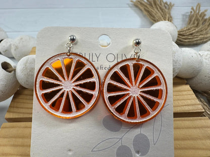Trulyolive Citrus Slice Earrings - Bright and Shiny Citrus Earrings - Earrings Stud/Post Earrings