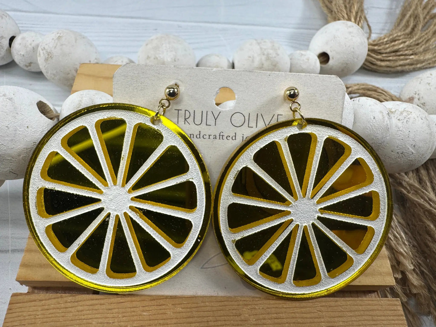 Trulyolive Citrus Slice Earrings - Bright and Shiny Citrus Earrings - Earrings Stud/Post Earrings