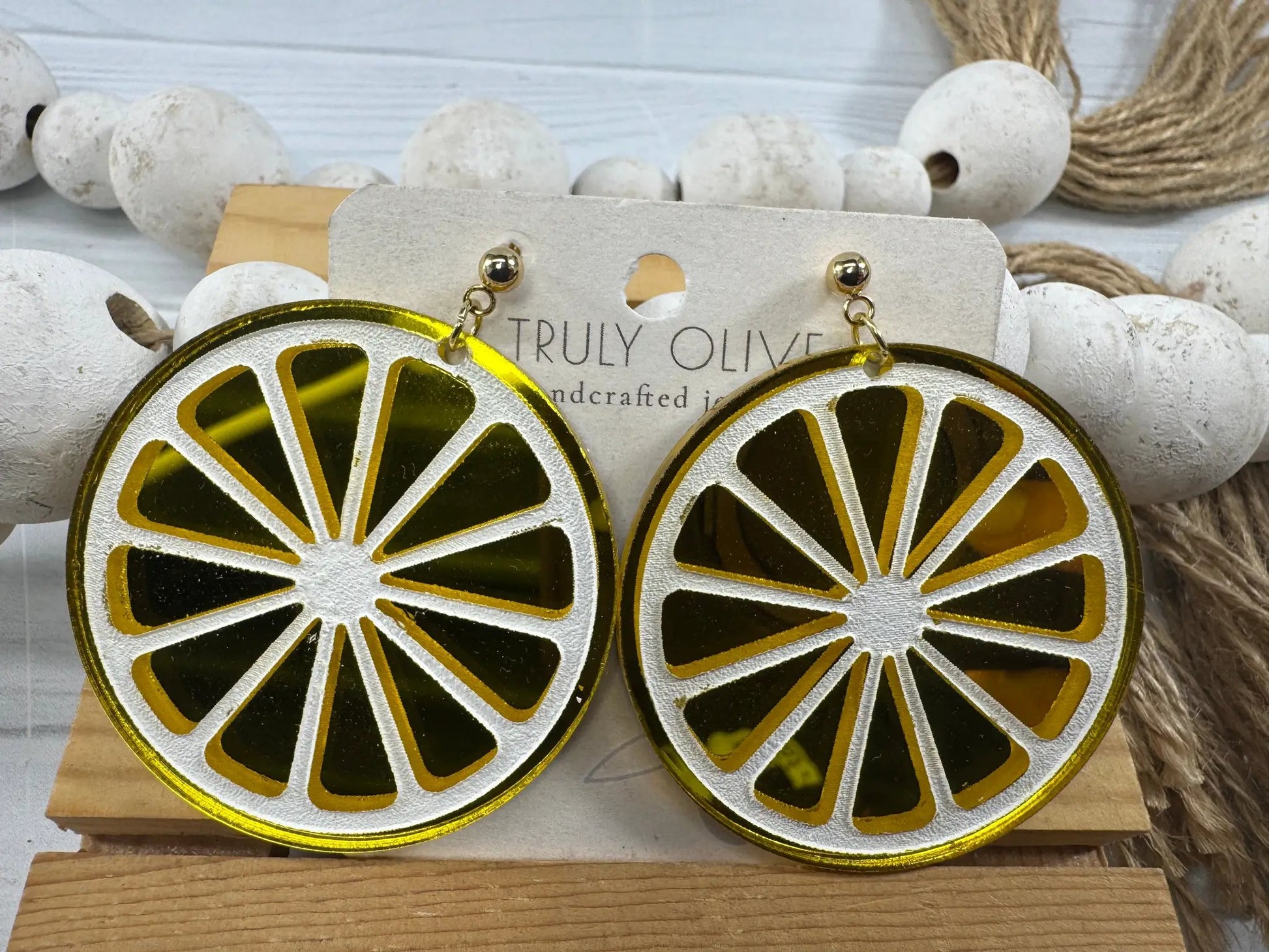 Trulyolive Citrus Slice Earrings - Bright and Shiny Citrus Earrings - Earrings Stud/Post Earrings