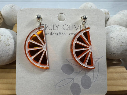 Trulyolive Half Slice Citrus Earrings - Lemon Lime and Orange - Earrings