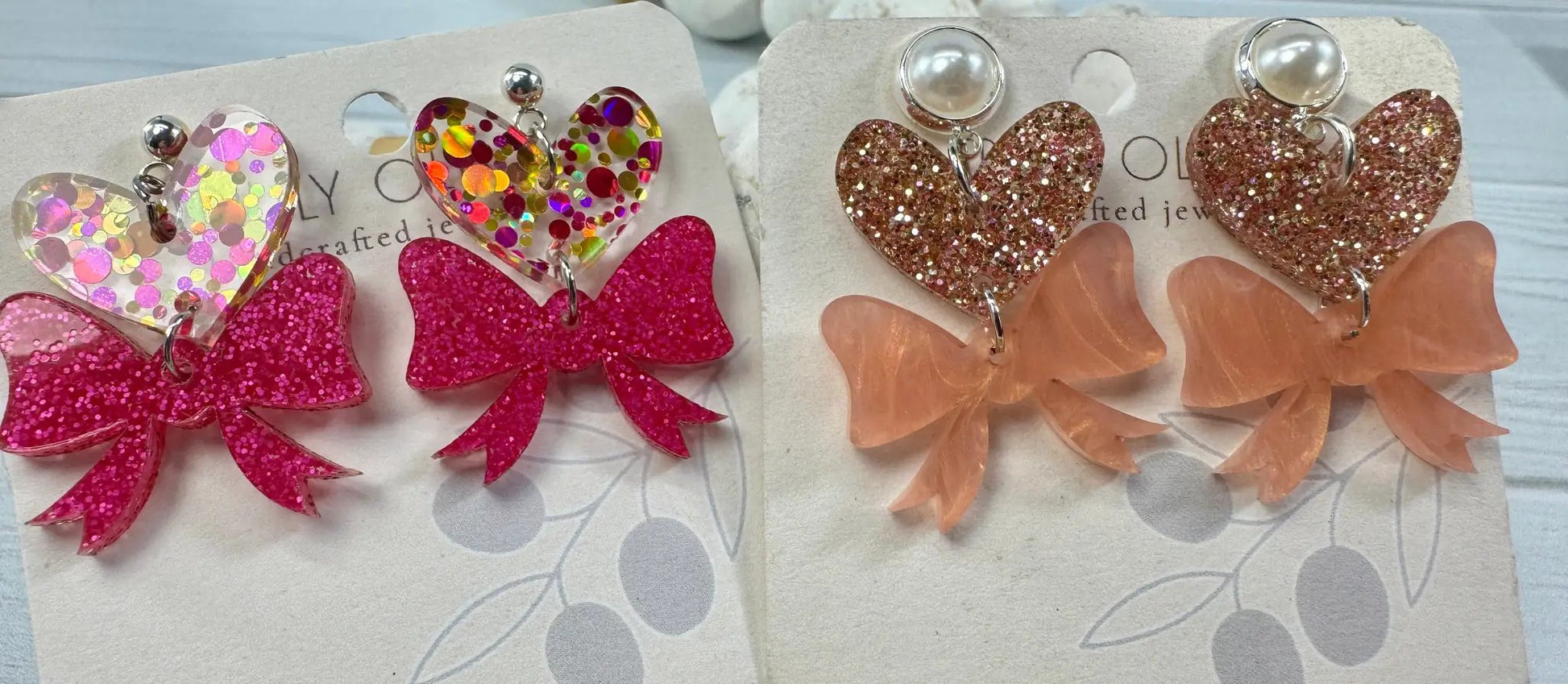 Trulyolive Heart Bows Dangle Earrings - Earrings