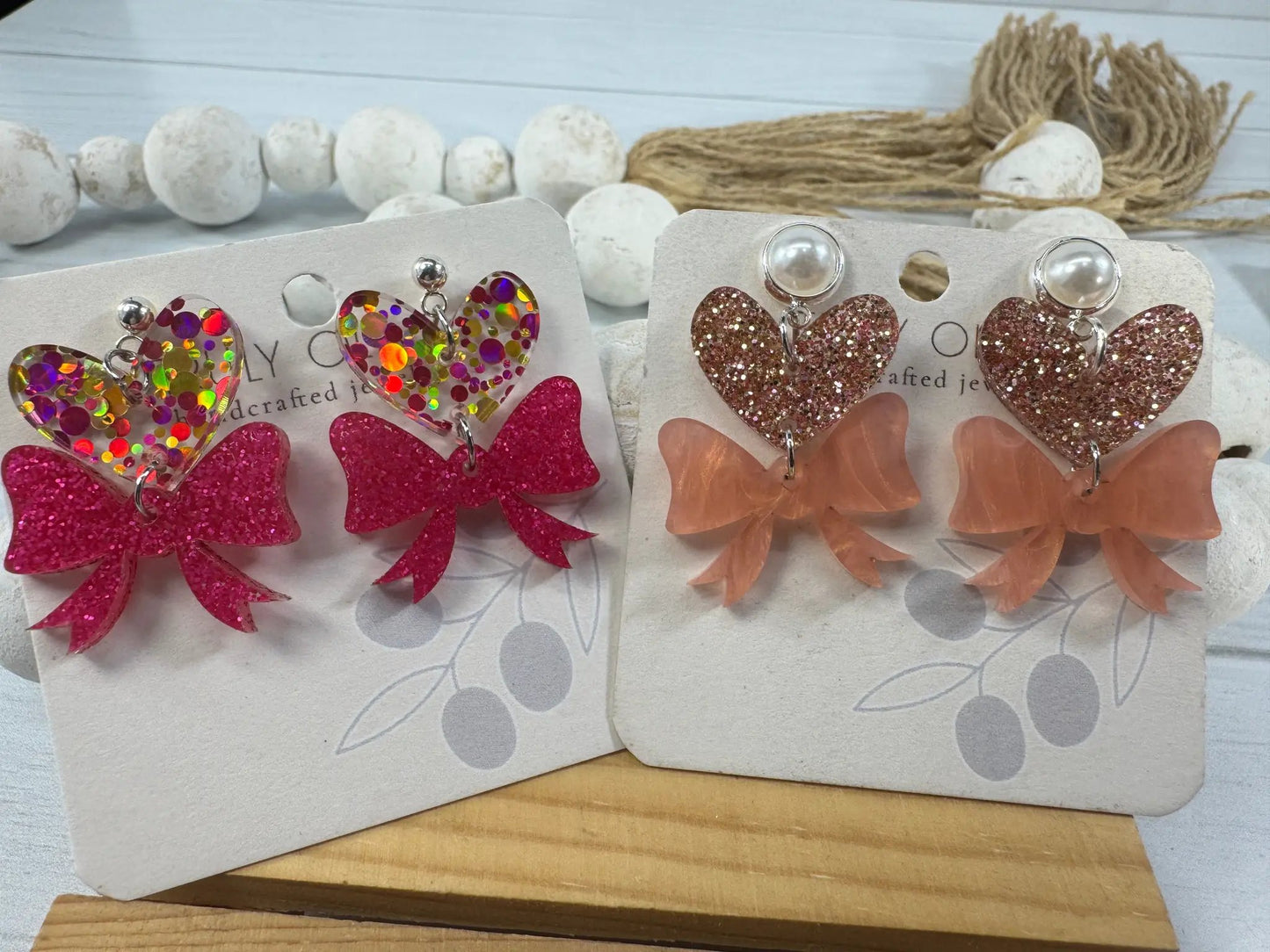 Trulyolive Heart Bows Dangle Earrings - Earrings