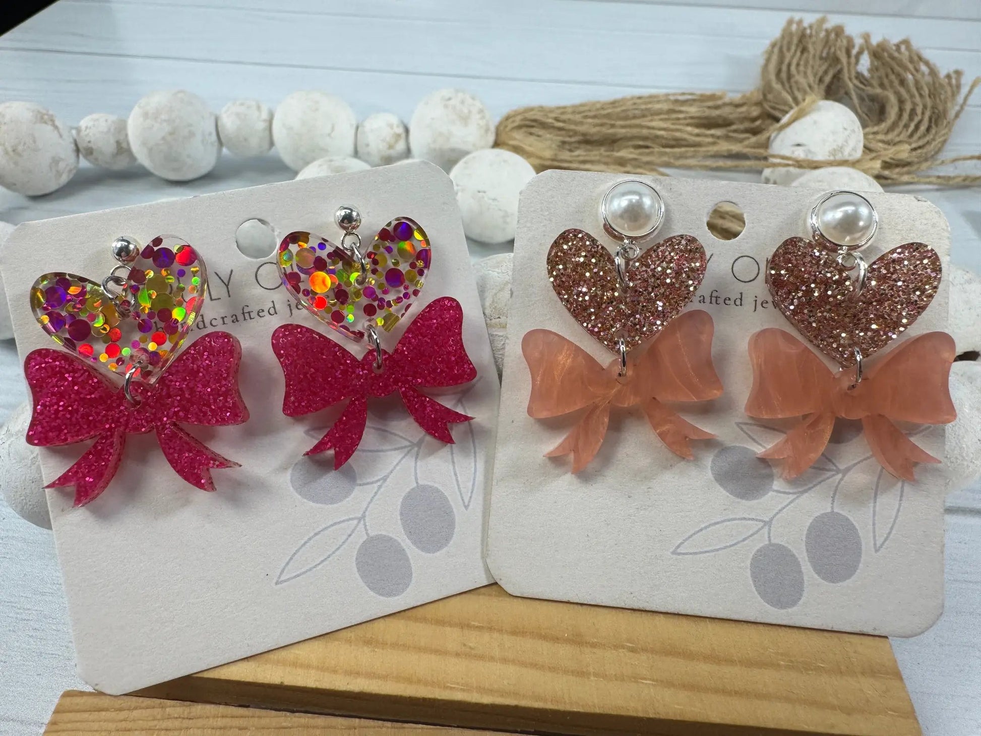 Trulyolive Heart Bows Dangle Earrings - Earrings