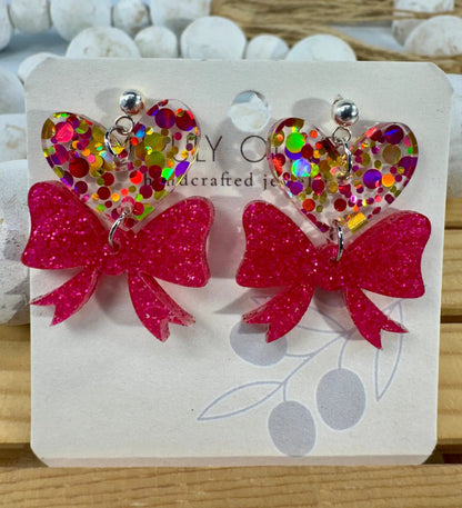 Trulyolive Heart Bows Dangle Earrings - Earrings