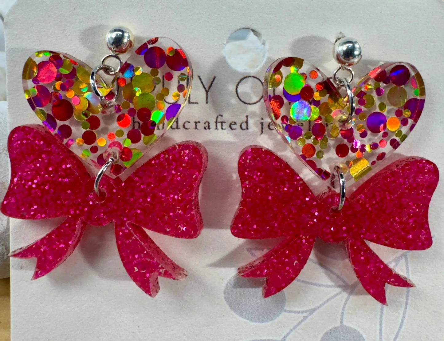 Trulyolive Heart Bows Dangle Earrings - Earrings