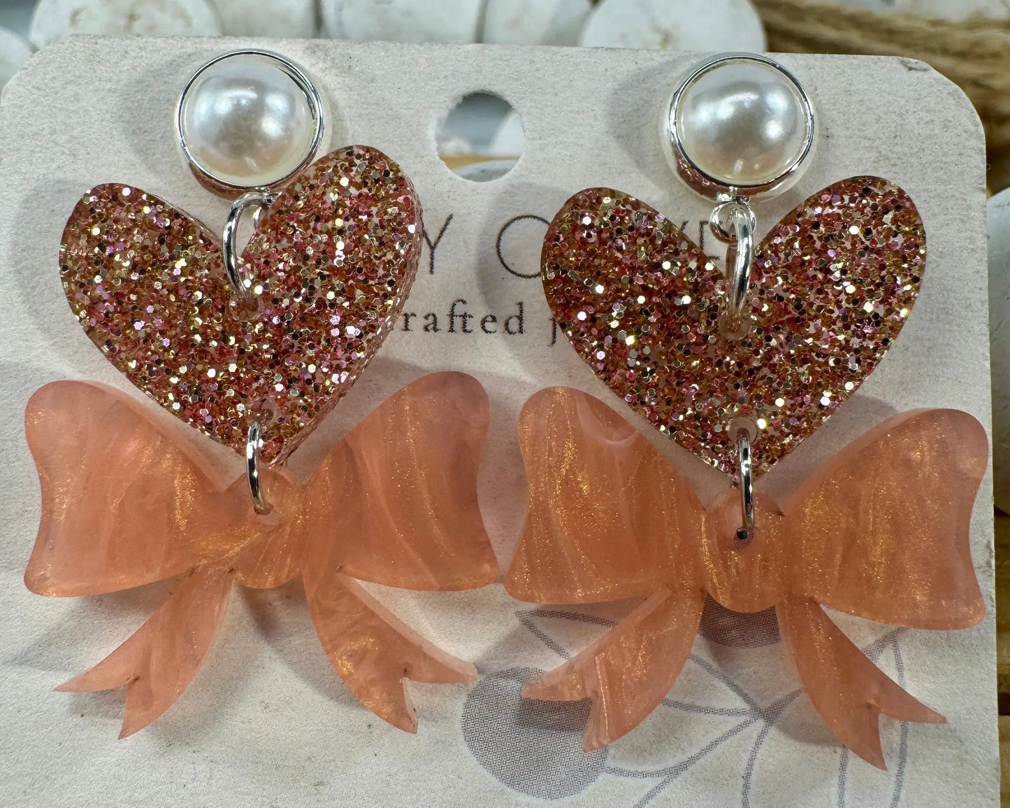 Trulyolive Heart Bows Dangle Earrings - Earrings