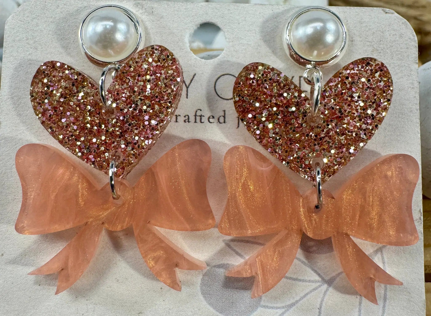 Trulyolive Heart Bows Dangle Earrings - Earrings