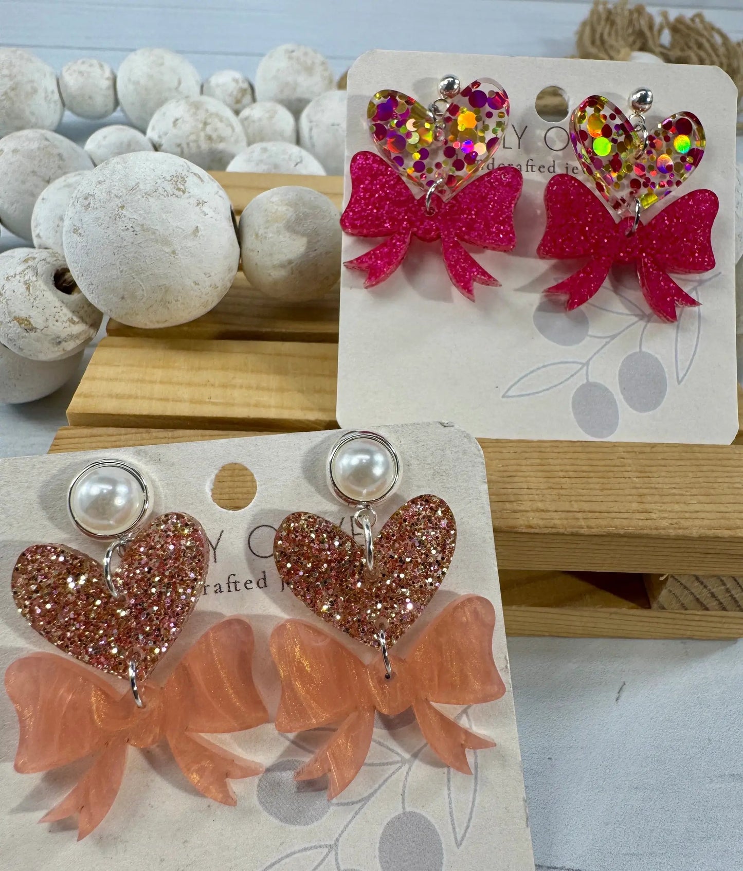Trulyolive Heart Bows Dangle Earrings - Earrings