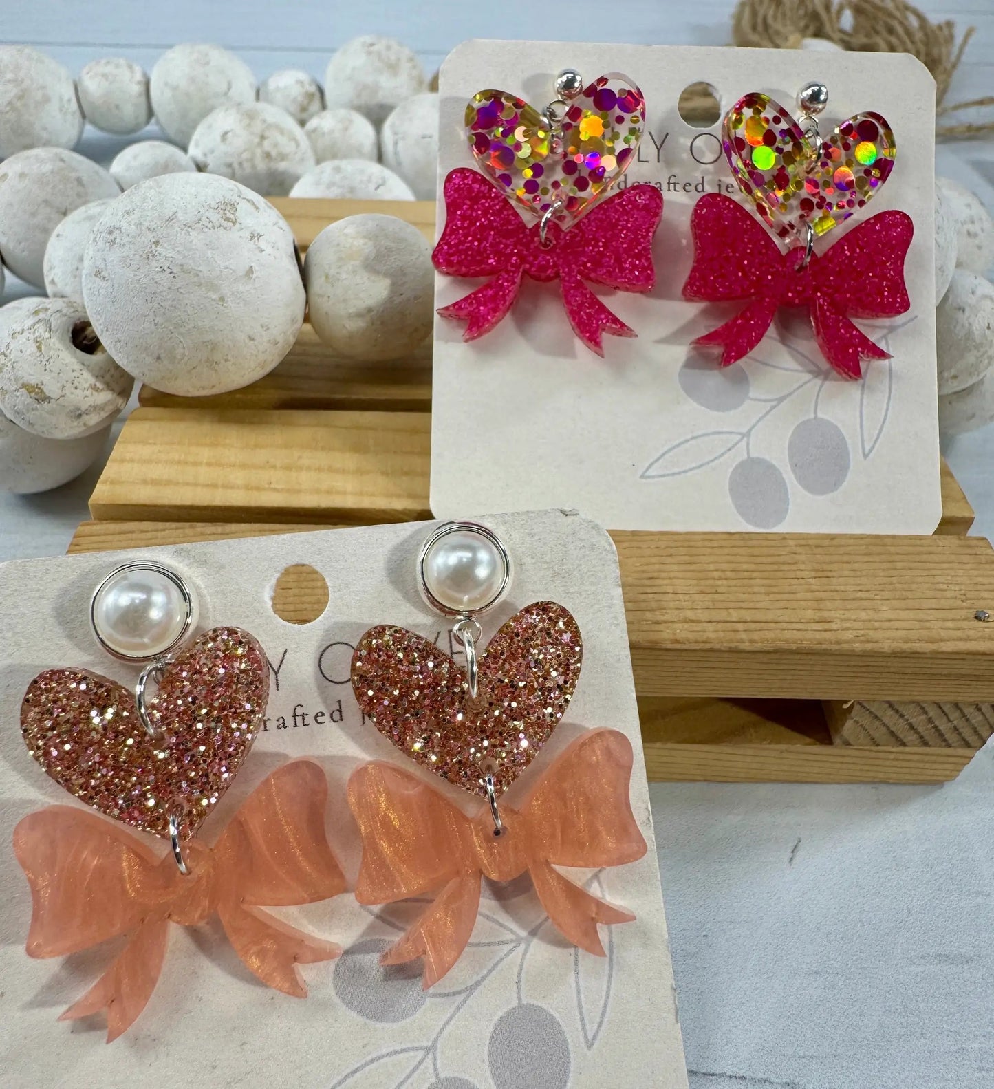 Trulyolive Heart Bows Dangle Earrings - Earrings