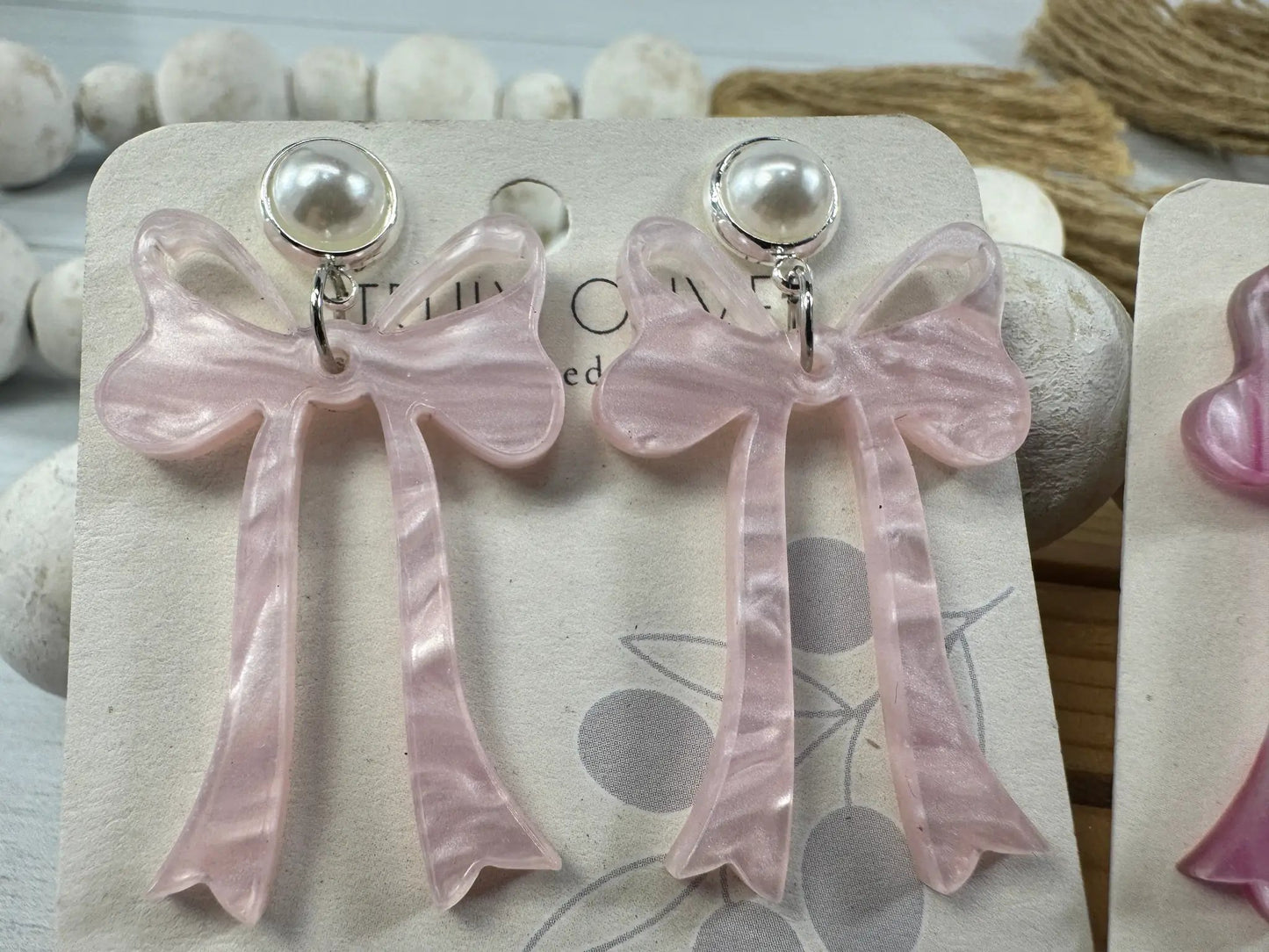 Trulyolive Pink Cochette Bow Post Earrings - Earrings
