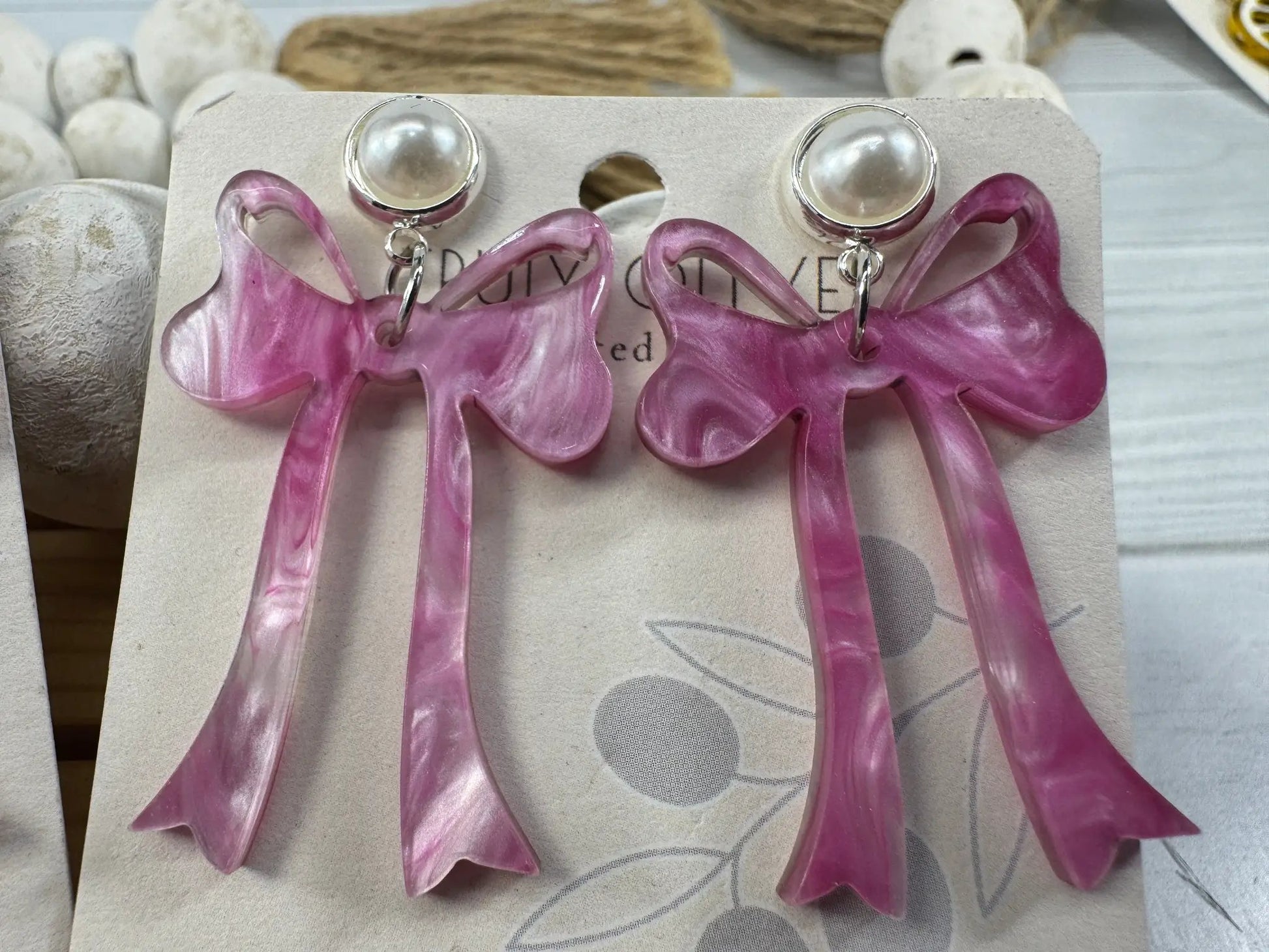 Trulyolive Pink Cochette Bow Post Earrings - Earrings
