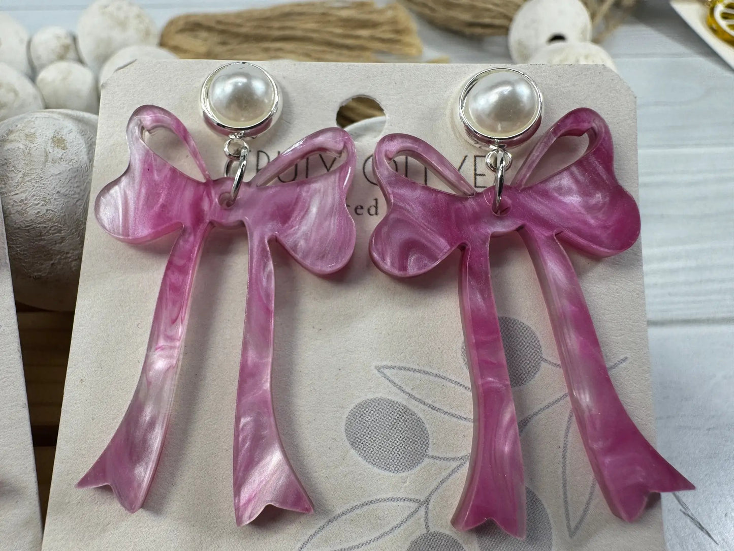 Trulyolive Pink Cochette Bow Post Earrings - Earrings