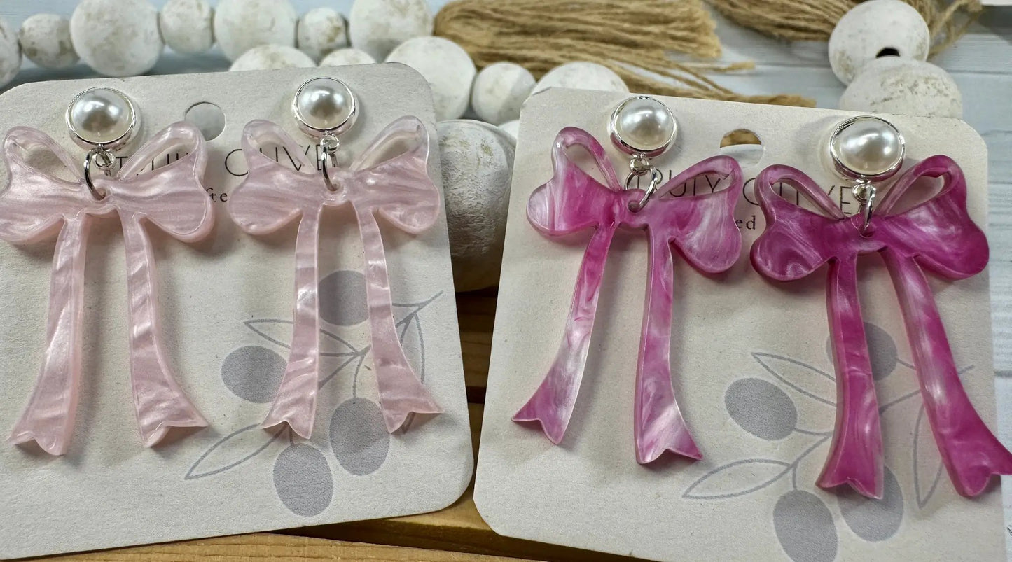 Trulyolive Pink Cochette Bow Post Earrings - Earrings
