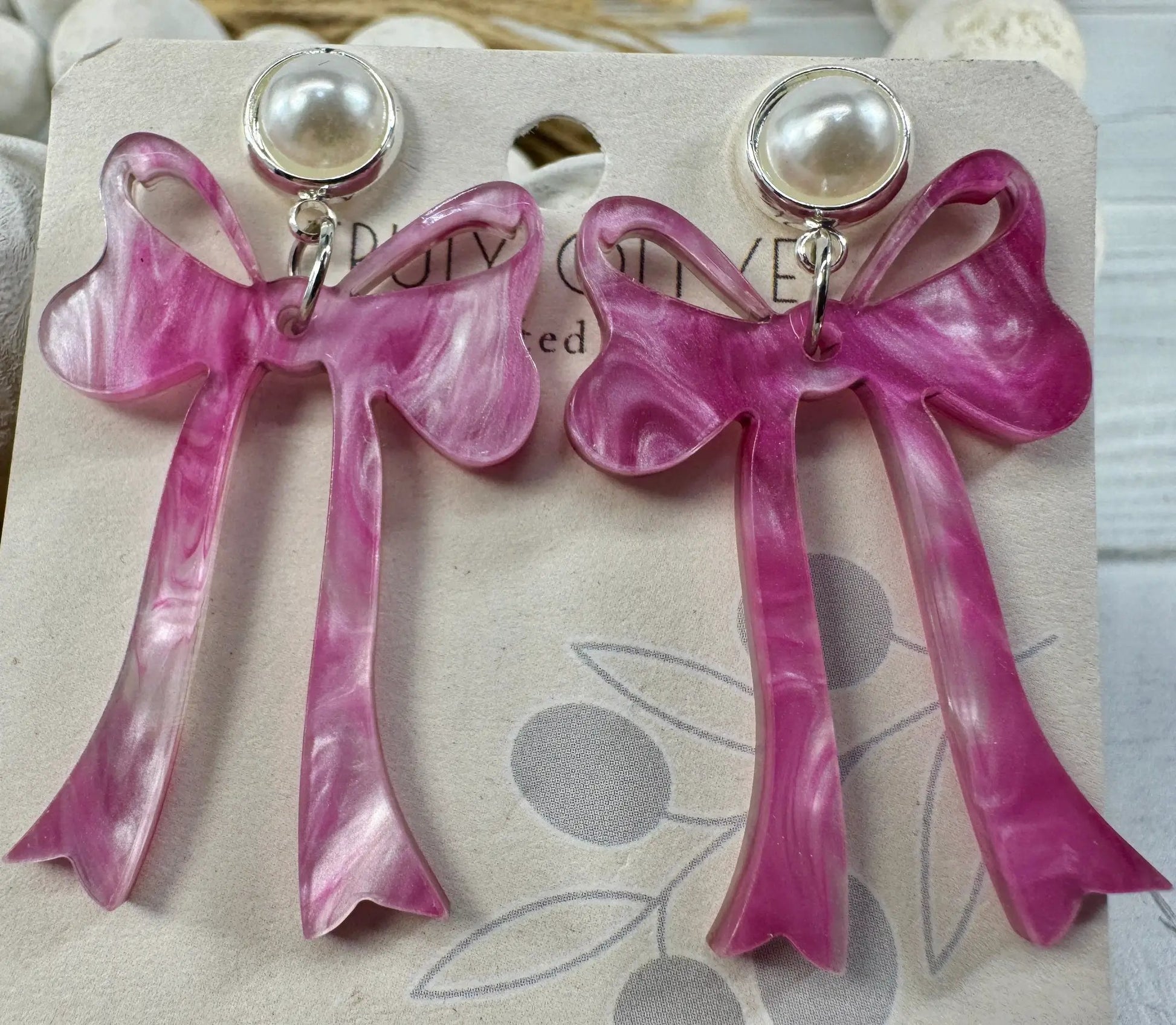 Trulyolive Pink Cochette Bow Post Earrings - Earrings