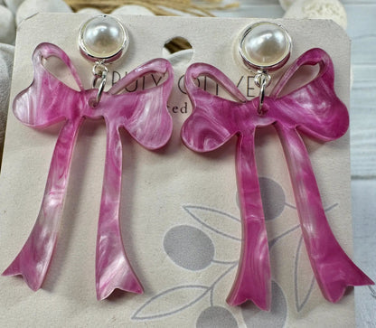 Trulyolive Pink Cochette Bow Post Earrings - Earrings