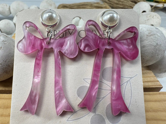 Trulyolive Pink Cochette Bow Post Earrings - Earrings