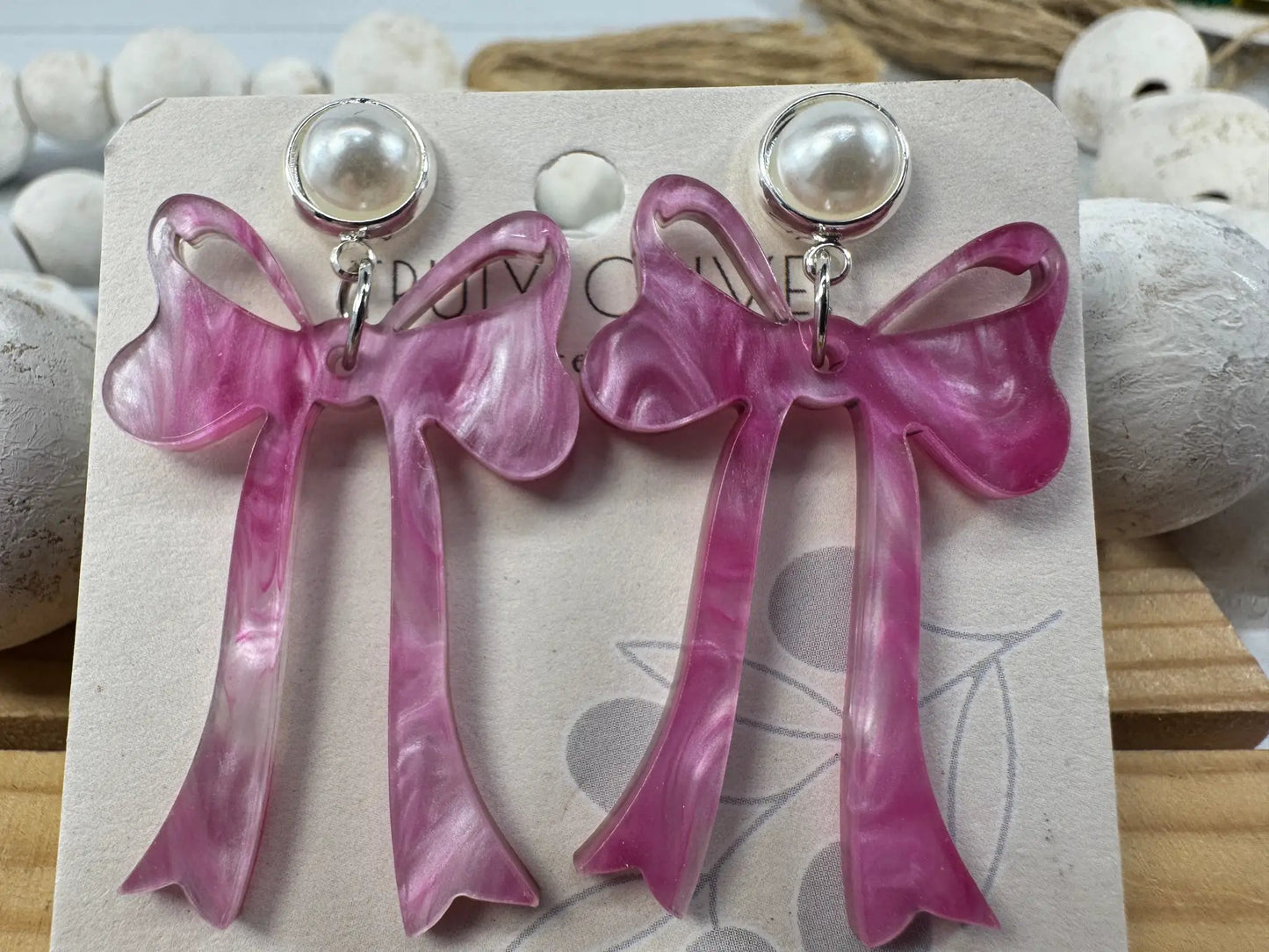 Trulyolive Pink Cochette Bow Post Earrings - Earrings