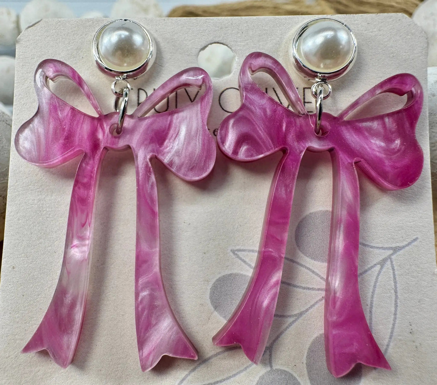Trulyolive Pink Cochette Bow Post Earrings - Earrings