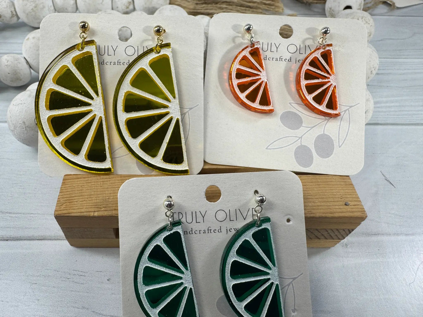 Trulyolive Half Slice Citrus Earrings - Lemon Lime and Orange - Earrings