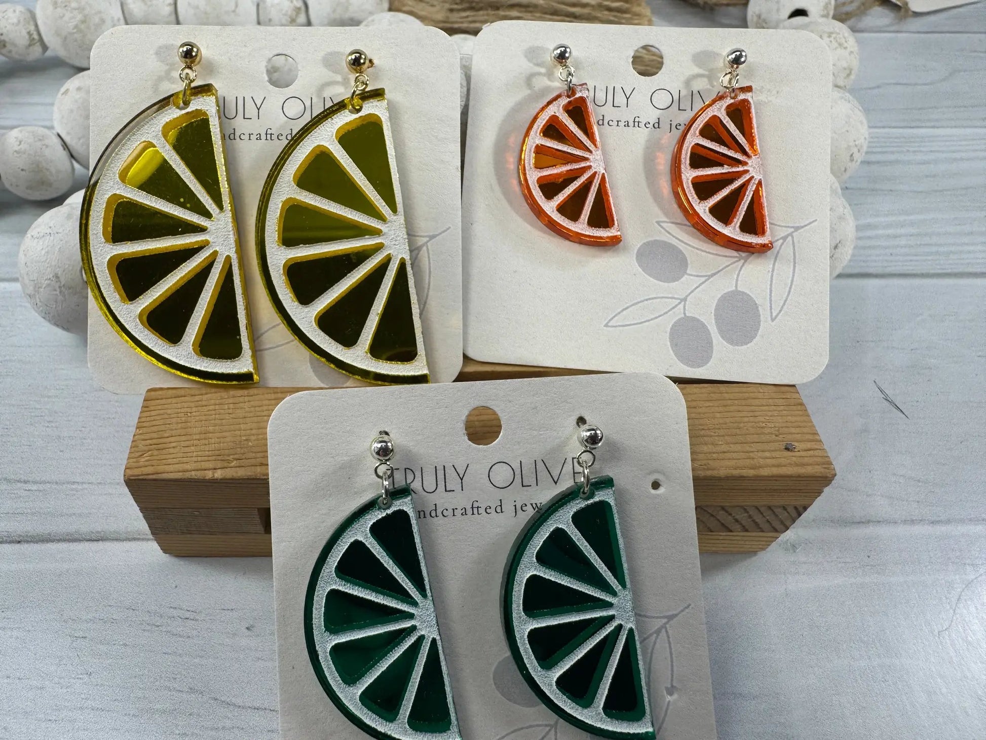 Trulyolive Half Slice Citrus Earrings - Lemon Lime and Orange - Earrings