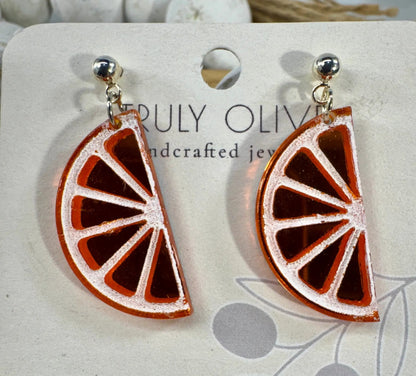 Trulyolive Half Slice Citrus Earrings - Lemon Lime and Orange - Earrings