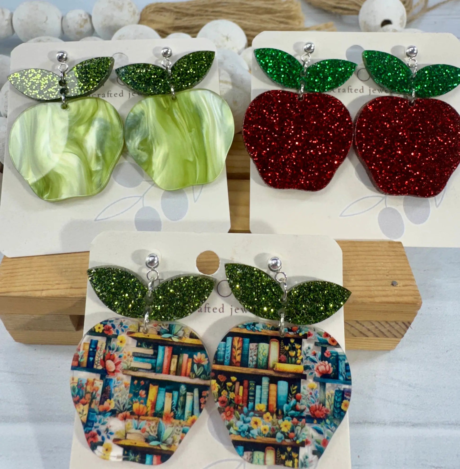 Trulyolive Teacher Apple Earrings - Sparkly Shiny Apple Earrings For Back To School - Earrings