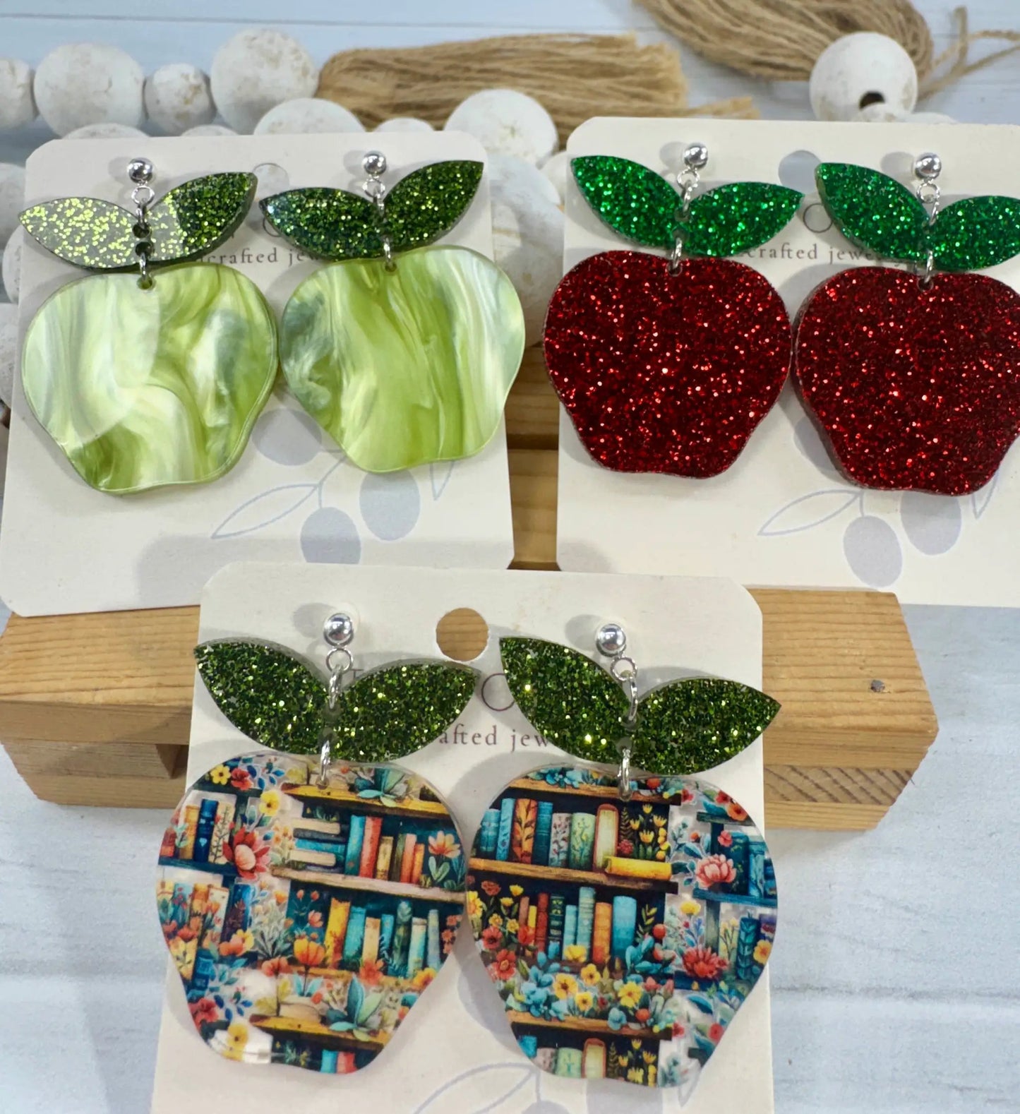 Trulyolive Teacher Apple Earrings - Sparkly Shiny Apple Earrings For Back To School - Earrings