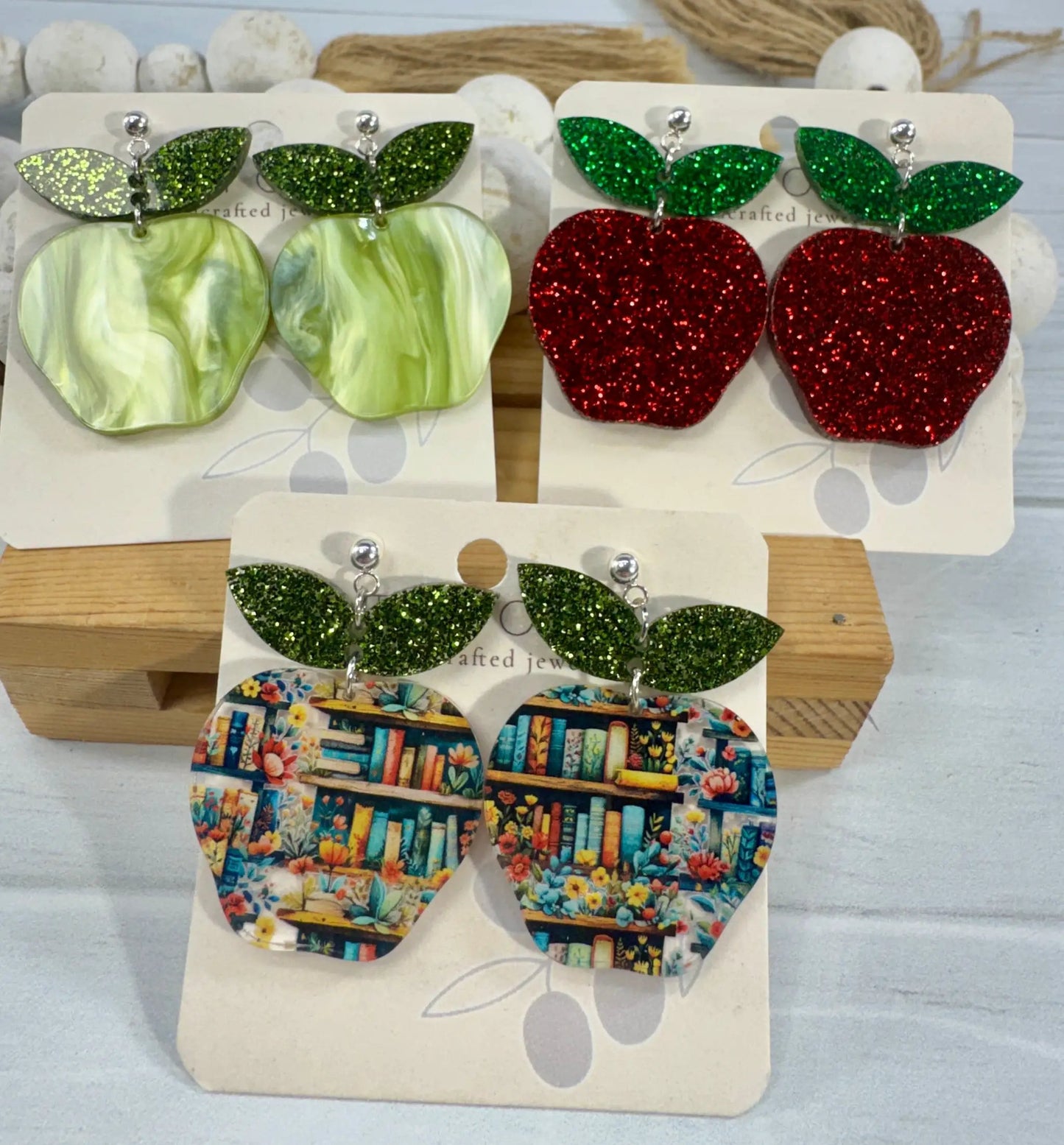 Trulyolive Teacher Apple Earrings - Sparkly Shiny Apple Earrings For Back To School - Earrings