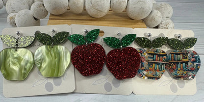 Trulyolive Teacher Apple Earrings - Sparkly Shiny Apple Earrings For Back To School - Earrings